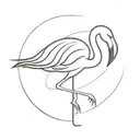 Crafting scissors cutting a flamingo silhouette tattoo design idea