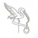 Crafting scissors cutting a flamingo silhouette tattoo design idea