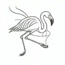 Crafting scissors cutting a flamingo silhouette tattoo design idea