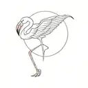 Crafting scissors cutting a flamingo silhouette tattoo design idea