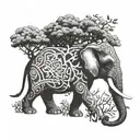elephant with tree branch tattoo design idea