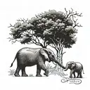 elephant with tree branch tattoo design idea