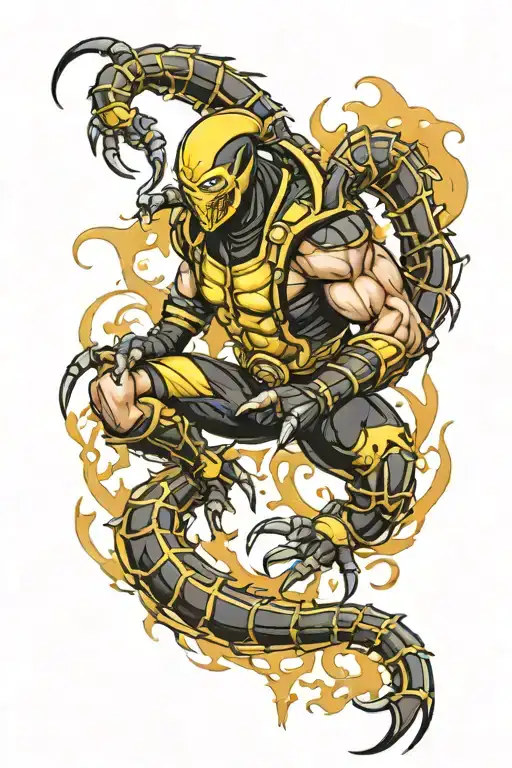 scorpion do mortal kombat tattoo design idea