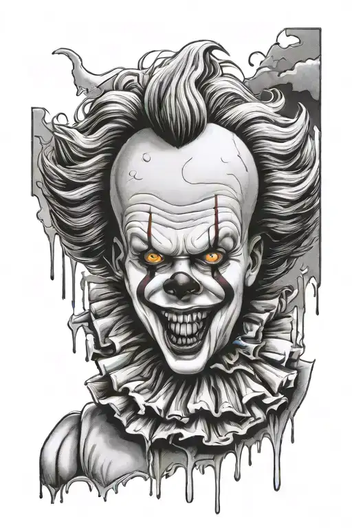 Pennywise the clown from IT 1990 with Art the clown tattoo design idea