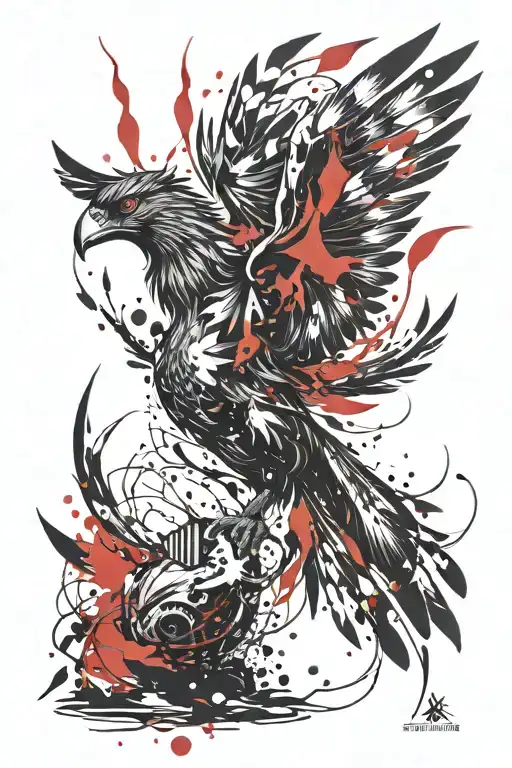 Phoenix flying tattoo design idea