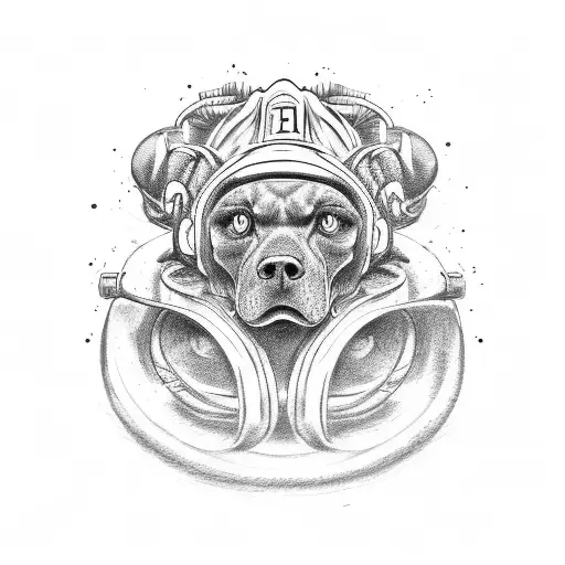 Firefighter battling Cerberus tattoo design idea
