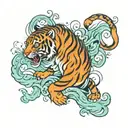 Tiger Aquarius tattoo design idea