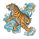 Tiger Aquarius tattoo design idea