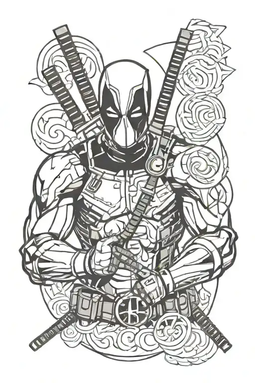 deadpool and anime tattoo design idea