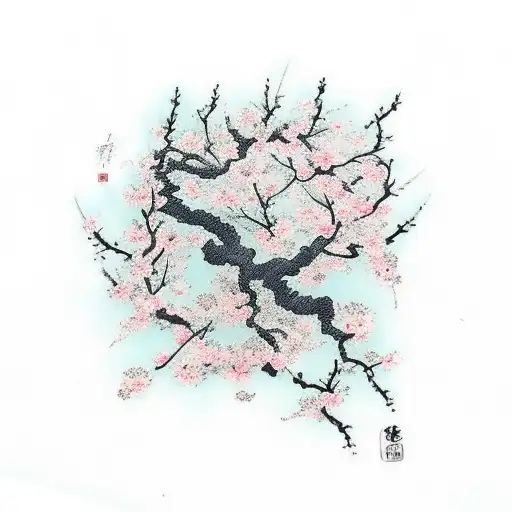 BTS sign with cherry blossoms tattoo design idea