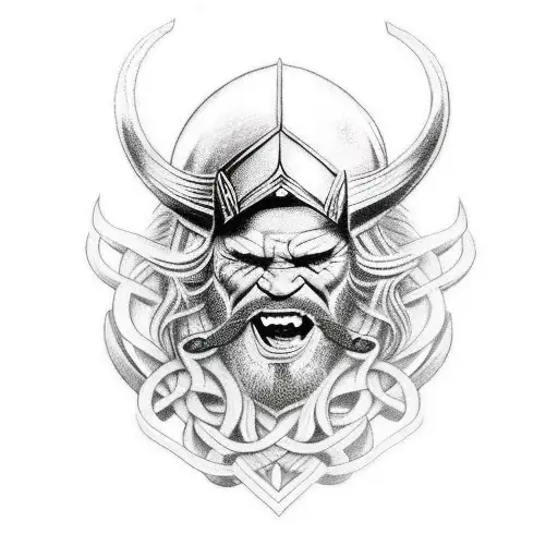 tatuagem viking com desenho do martelo do thor tattoo design idea