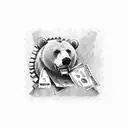 bear trap on money bag  tattoo design idea