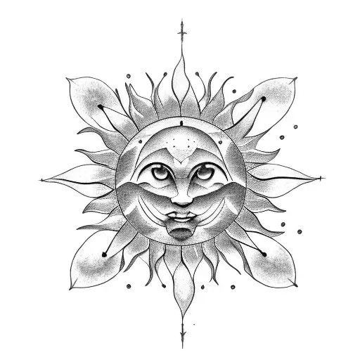 A minimalist yet powerful tattoo showcasing a beeswax candle transforming into a sun, with subtle sun rays and nature-inspired details in dotwork style. tattoo design idea