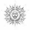A minimalist yet powerful tattoo showcasing a beeswax candle transforming into a sun, with subtle sun rays and nature-inspired details in dotwork style. tattoo design idea