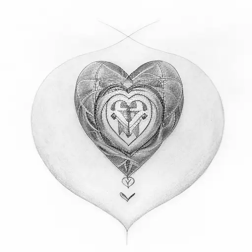 The tattoo consists of a central heart symbol that represents the love between Andrea and Armin. The heart is surrounded tattoo design idea