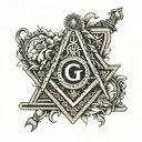freemason square and compass tattoo design idea