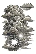 Dark storm clouds. Sunshine bursting from behind. tattoo design idea