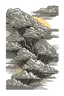 Dark storm clouds. Sunshine bursting from behind. tattoo design idea