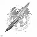 Commando silhouette holding a dagger against a moonlit sky tattoo design idea