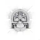 tribal Aztec skull tattoo design idea