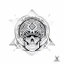 tribal Aztec skull tattoo design idea