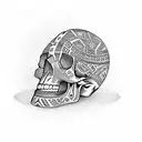 tribal Aztec skull tattoo design idea