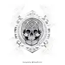 tribal Aztec skull tattoo design idea
