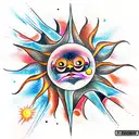 sun, universe, stars, space tattoo design idea