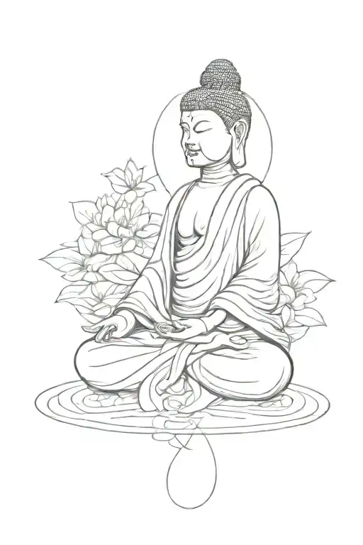 Thin buddah sketch style tattoo tattoo design idea