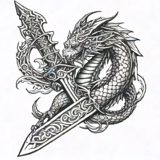 Sword Dragon Slayer tattoo design idea