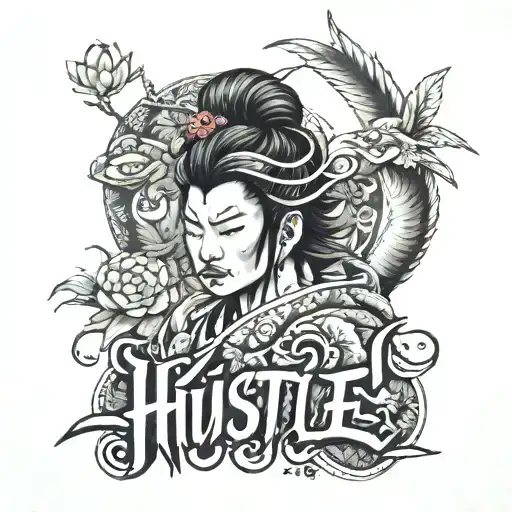 hustle hard tattoo design idea