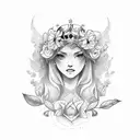 letra M número 23 corona de princesa hojas de laurel  tattoo design idea