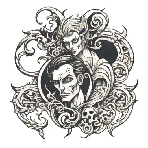 good and evil in one character tattoo design idea