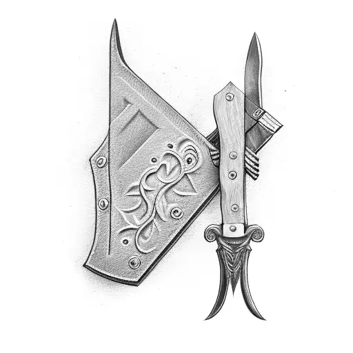 Leather Bound Hatchet  tattoo design idea