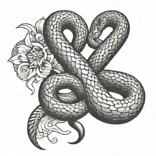 snake and 888 angel number tattoo design idea