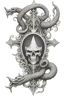 sigil of Lucifer, holy grail, snakes and blood tattoo design idea