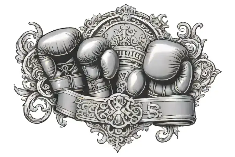 title belt with boxing gloves tattoo design idea