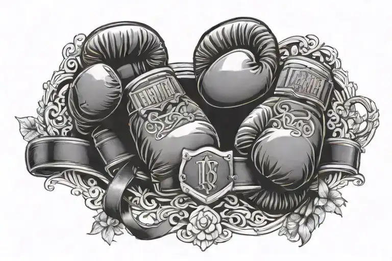 title belt with boxing gloves sitting tattoo design idea
