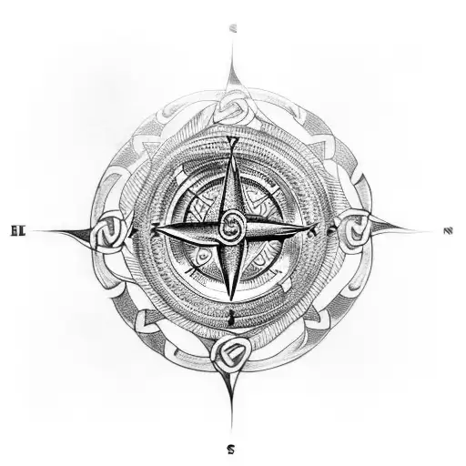 Celtic Dragon compass storm tattoo design idea