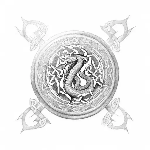 Celtic dragon storm compass tattoo design idea