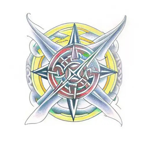 Celtic dragon storm compass tattoo design idea