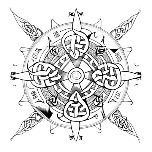 Celtic Dragon compass storm tattoo design idea