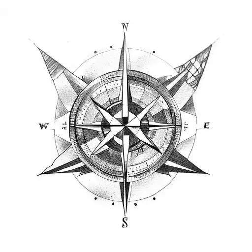 Compass Storm Cloud Dragon tattoo design idea