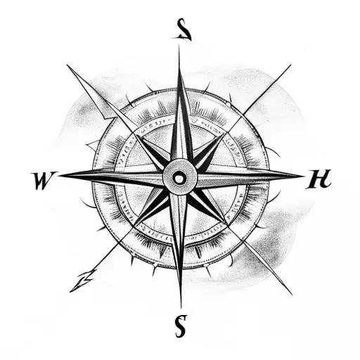 A tattoo of a compass surrounded by storm clouds and lightning bolts tattoo design idea