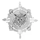 Celtic dragon compass tattoo design idea