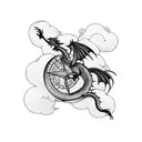 Dragon Storm Cloud Compass tattoo design idea
