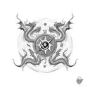 Dragon Storm Cloud Compass tattoo design idea
