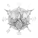 Flying Celtic dragon storm compass tattoo design idea