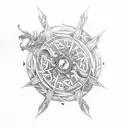 Flying Celtic dragon storm compass tattoo design idea