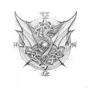 Flying Celtic dragon storm compass tattoo design idea